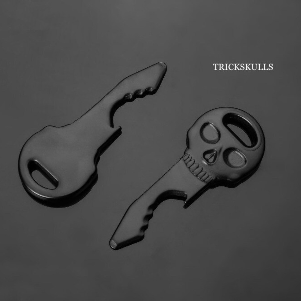 Skull Key Tool Opener Multi-tool Pendant Necklace w 18 inch Stainless Box Chain